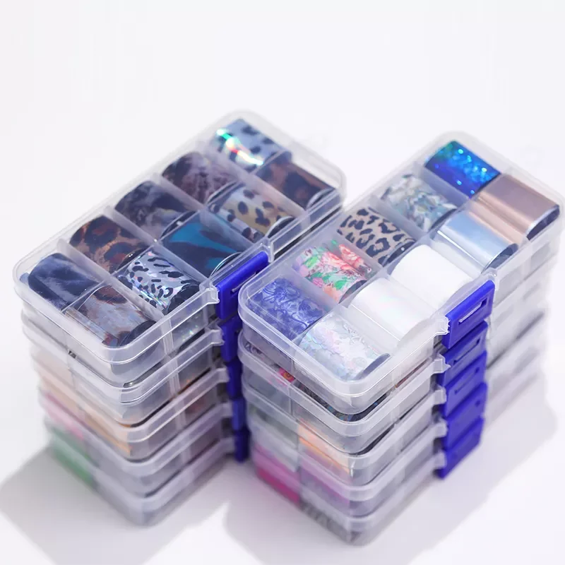 

NEW Box Charm Nail Foils Polish Stickers Metal Color sparkly Paper Transfer Foil Wraps Adhesive Decals Nail Art Decorations
