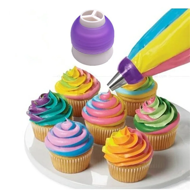 

1Pc Icing Piping Bag Nozzle Converter Double-color Cream Coupler Pastry Nozzles Adaptor DIY Cup Cake Baking Decorating Tips Set