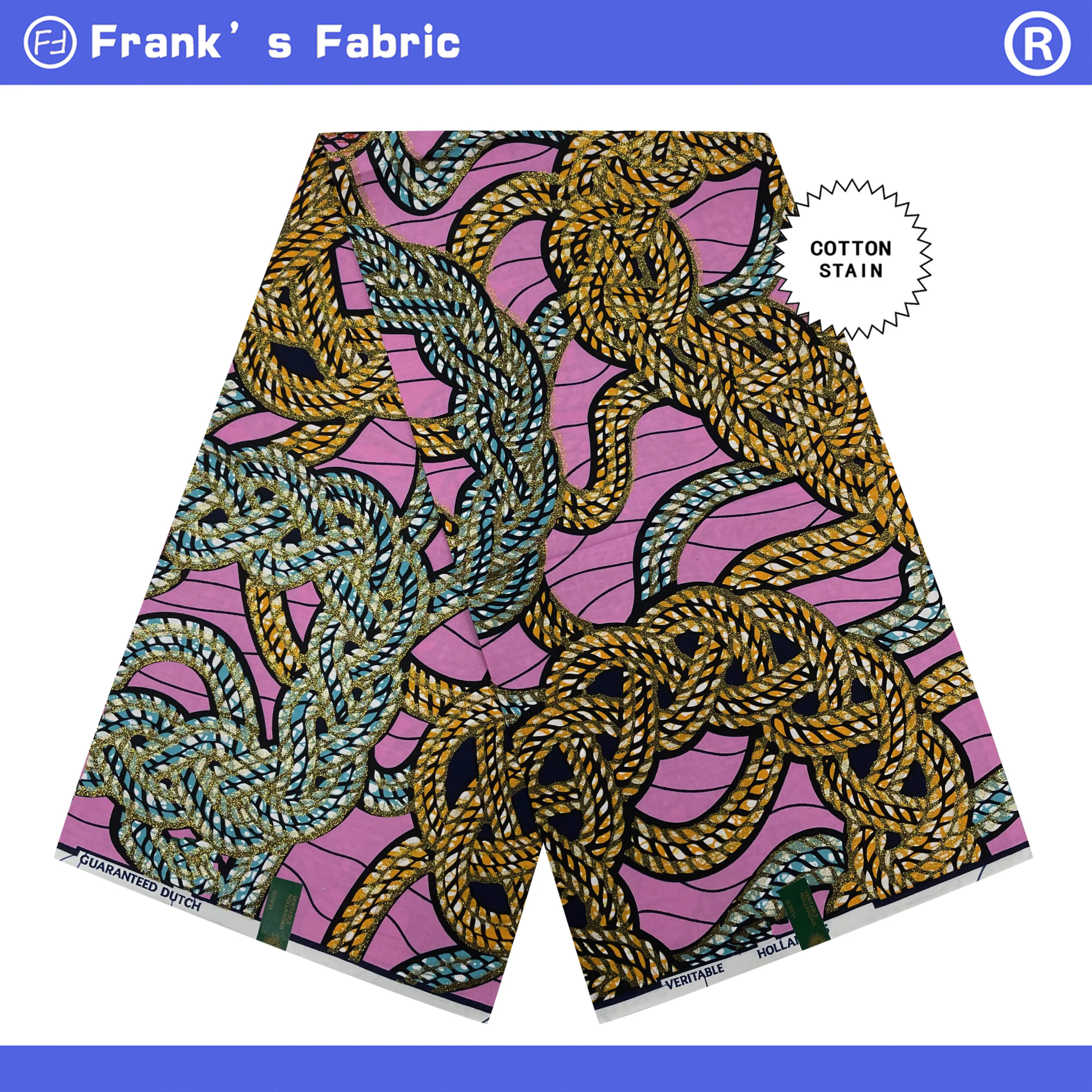 

6 Yards Real Wax Ankara Batik Fabric For Sewing Dress 100%Original Grand Super African Wax Glitter Glam Printed Cotton Fabric