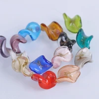 10pcs helix shape 20x17mm handmade flower lampwork glass loose crafts beads lot for diy jewelry making findings