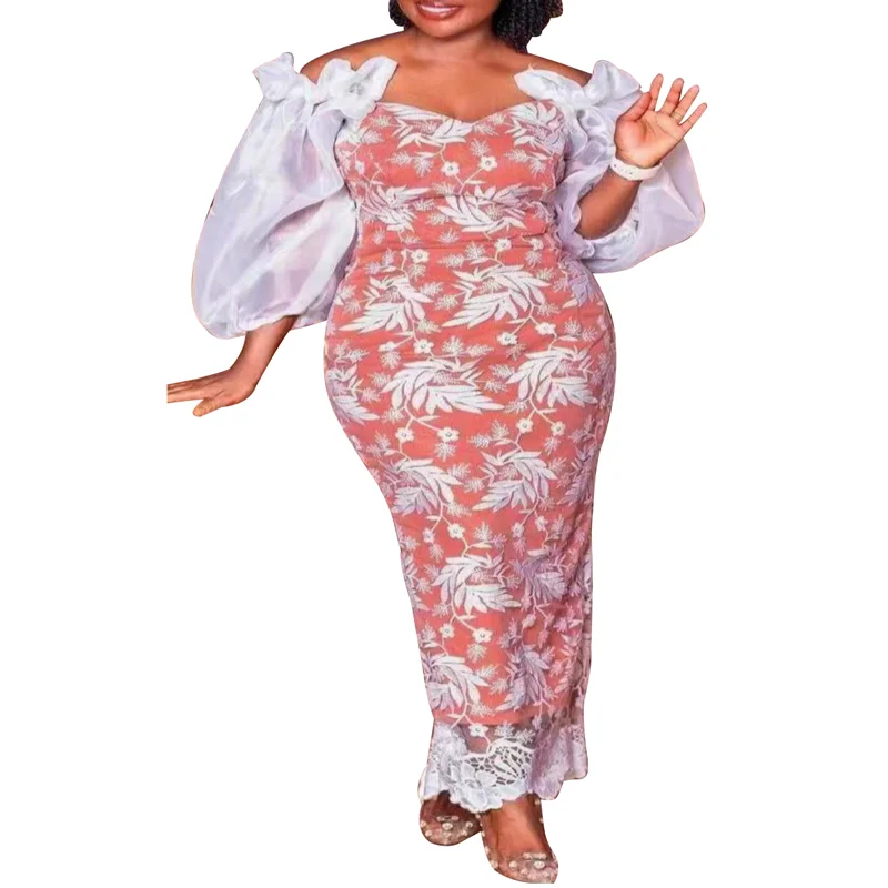 

Dashiki African Boho Floral Printed Dress Slim Spring Autumn Sexy Cut Out Maxi Dresses Women Africa Party Office Vestidos