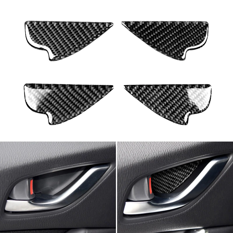 

4PCS Real Carbon Fiber Car Styling Interior Door Pull Handle Frame Cover Trim For Mazda 3 6 CX-3 CX-5 CX-8 CX-9 2017 2018