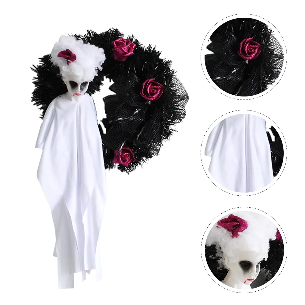 

Halloween Front Door Decor Motion Activated Decorations Iron Wire Wreath Pendant