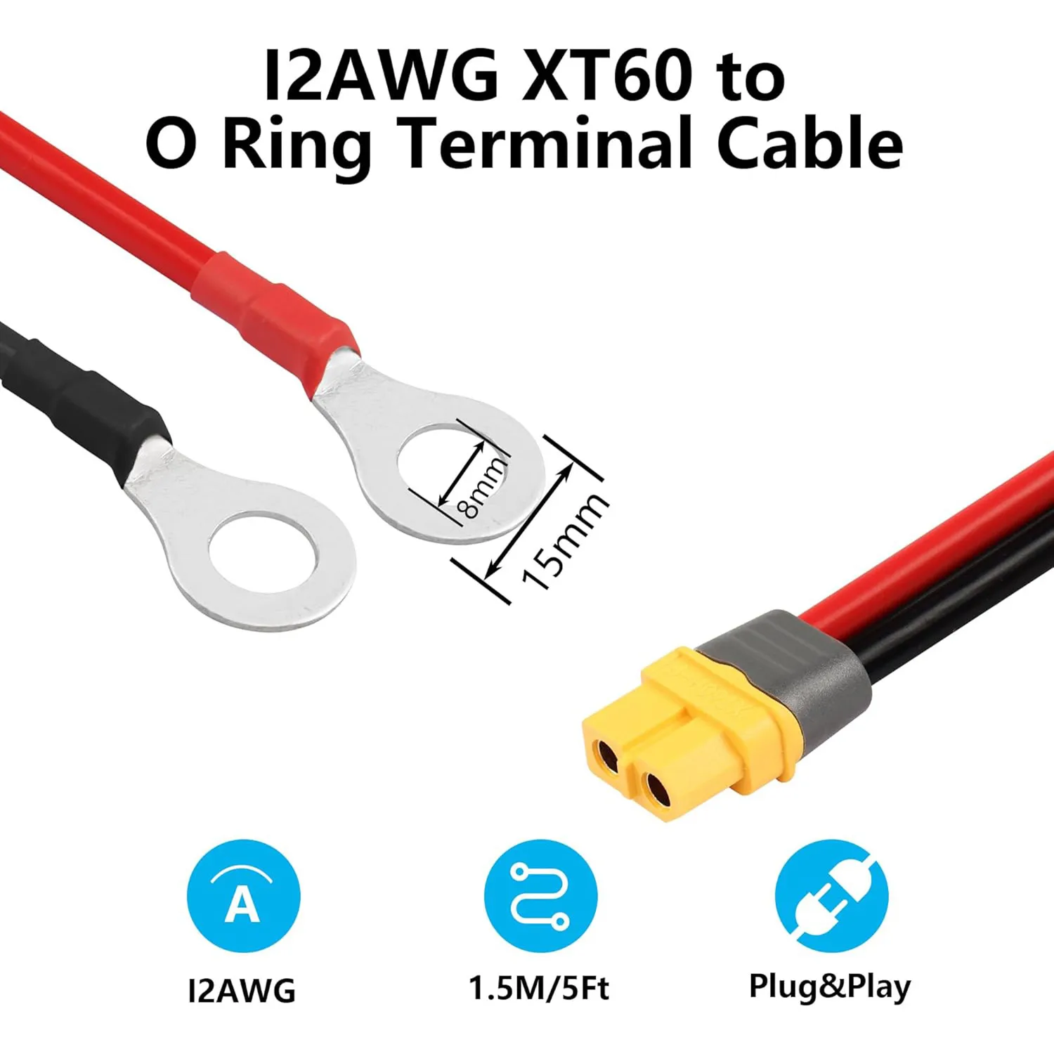 Клеммный кабель XT60 к уплотнительному кольцу 12AWG 59 дюймов XT60H разъем Мама