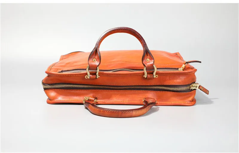 Fashion luxury genuine leather men's women's briefcase designer organizer business travel first layer cowhide messenger bag