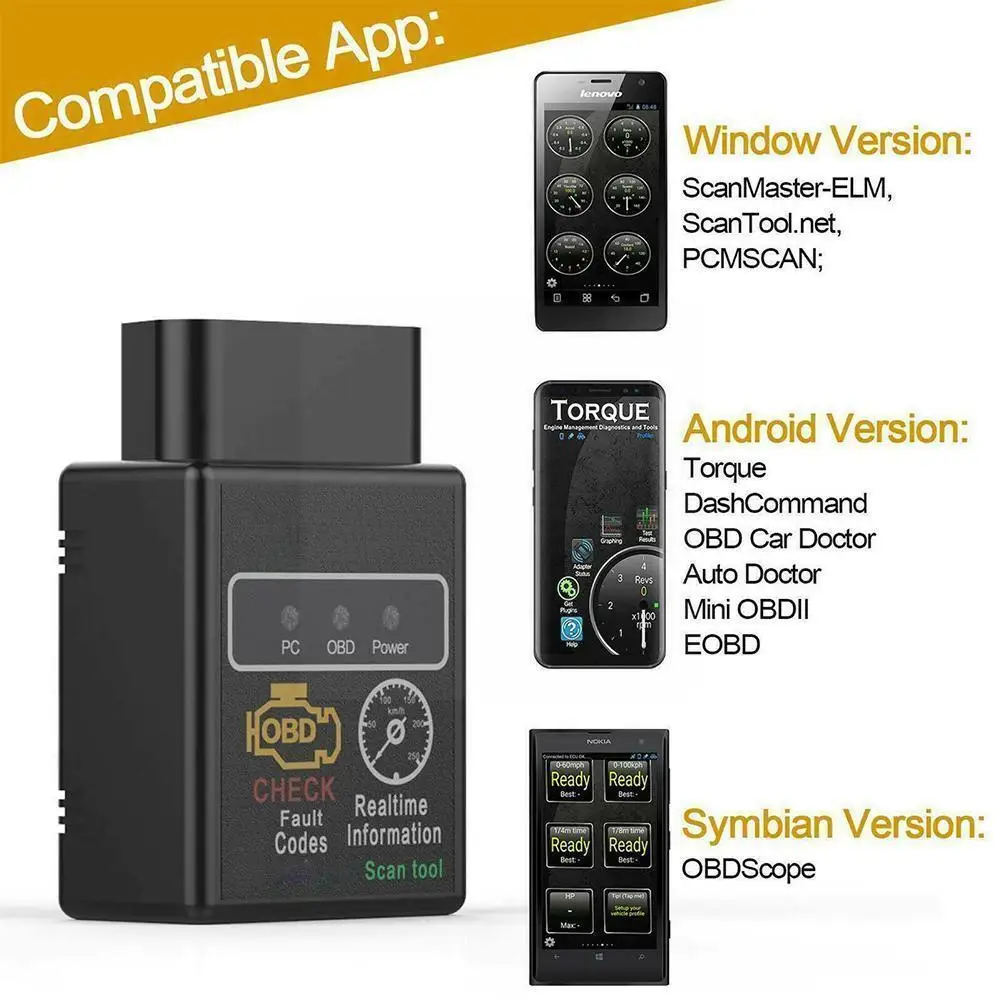 

2022 Newest Hh Obd Elm327 V2.1 Bluetooth Obd2 Obdii Engine Bus Adapter Car Scanner Check Can Auto Diagnostic Tool Interface I7k4