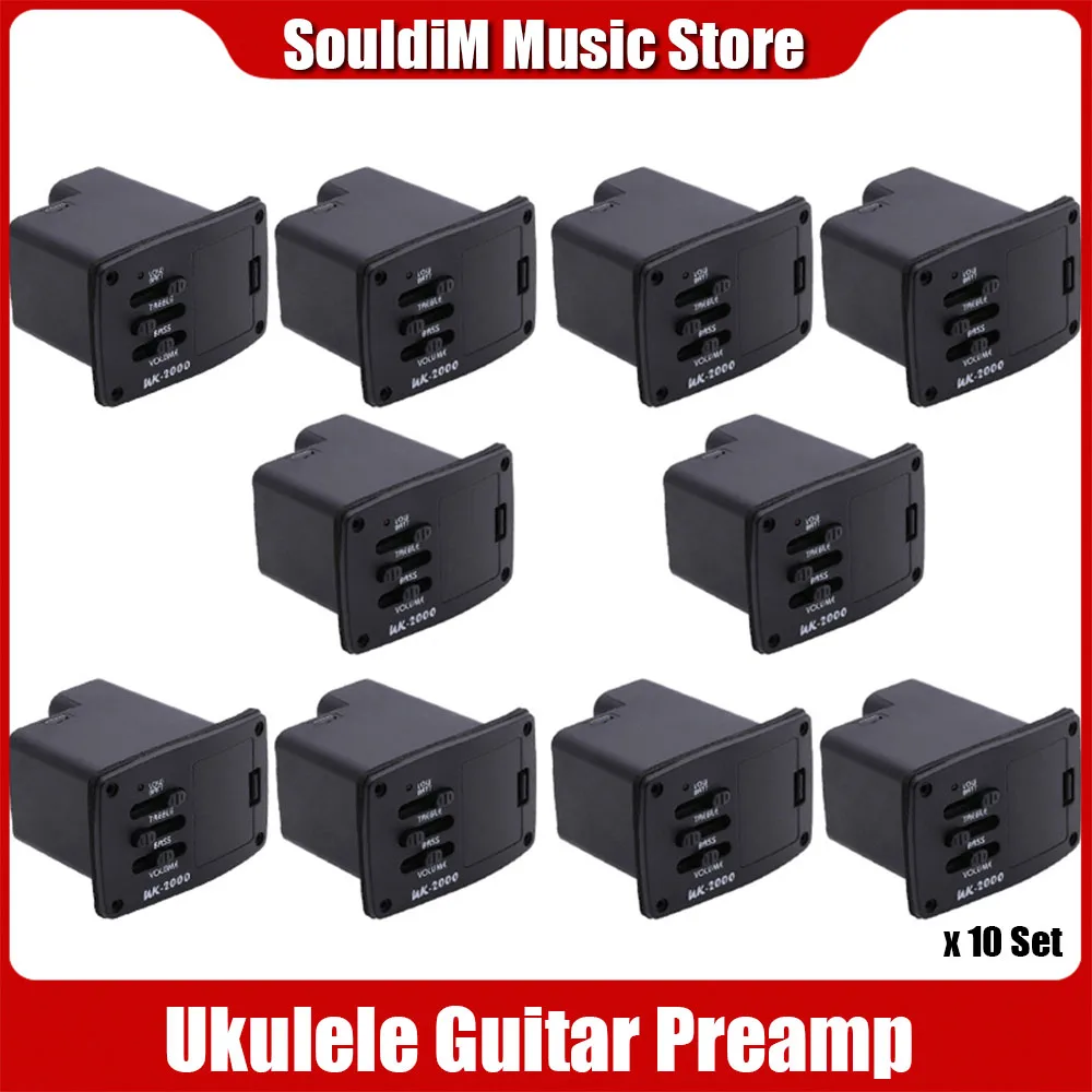 

10PCS UK2000 2 Band Pickup EQ Equalizer Preamp for Ukulele Mini Guitar Black