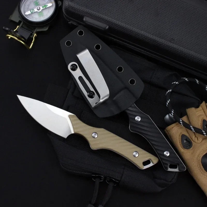 ]14C28N Стальной острый маленький нож с фиксированным лезвием G10 Льняная удобная