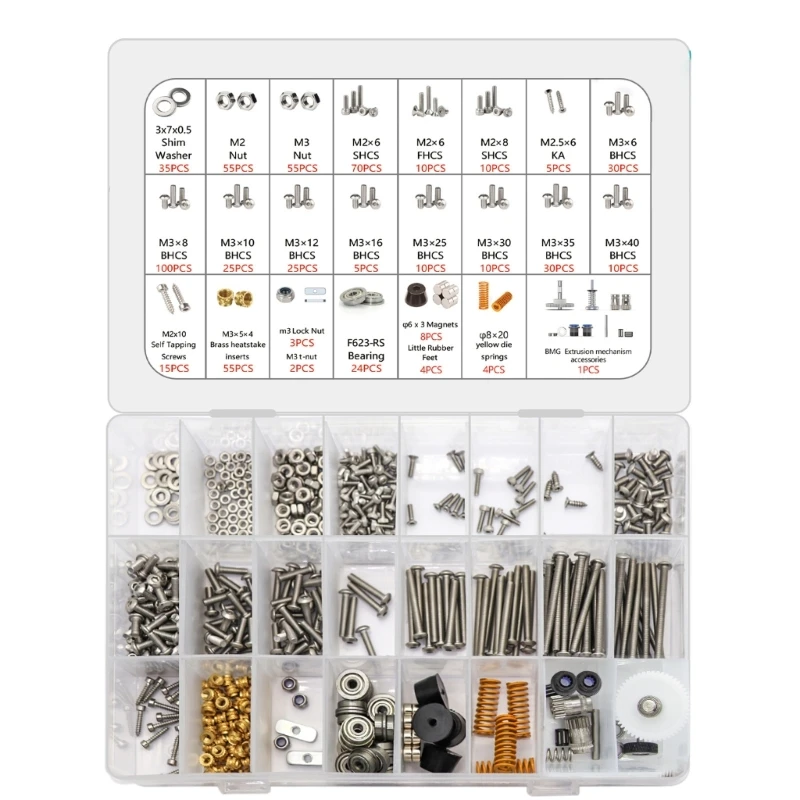 

Complete Fastener Kit For Voron 0.1/2.4/Trident 3D Printer Machine DIY Project Fasteners Screws Nuts Full Kits Accessory