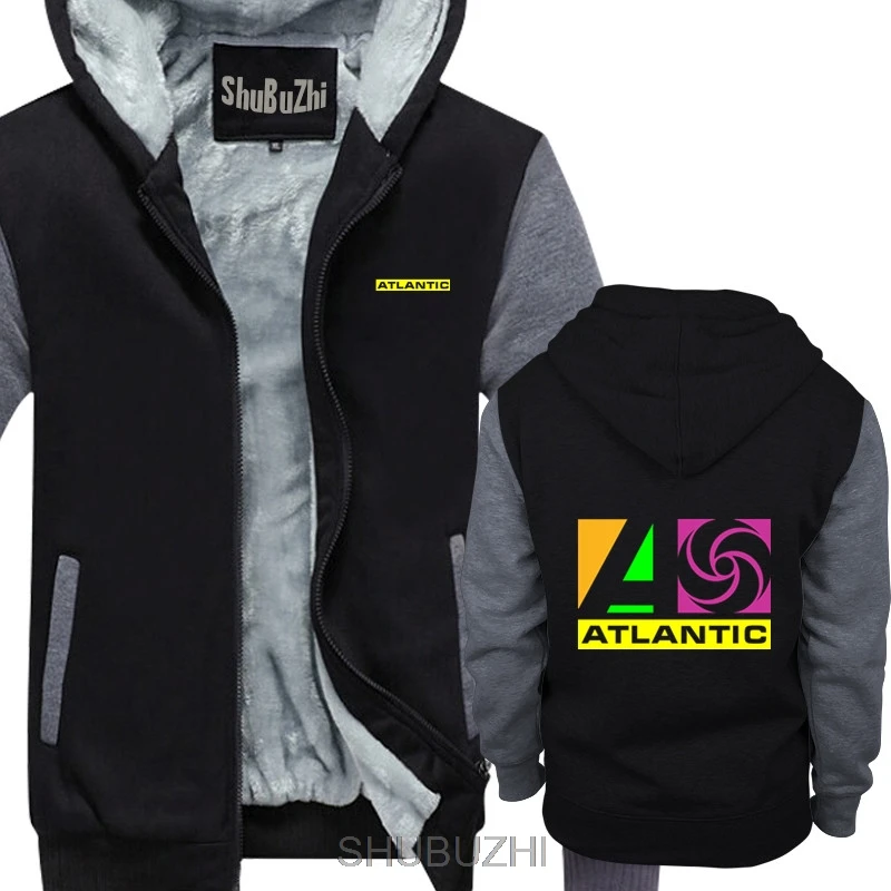 

ATLANTIC RECORDS BLACK men warm coat RETRO winter Men'S fashion jacket,Comfortable thick hoodies euro size sbz4474