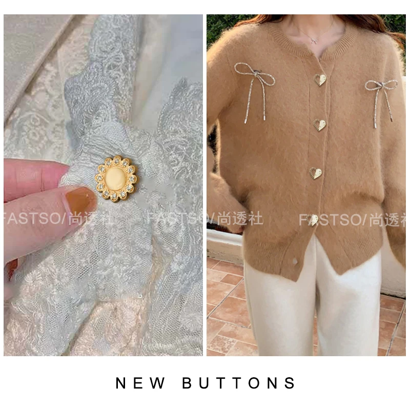 6PCS Sew Material Heart Suit Sweater Cardigan Coat Luxury Decorative Buttons for Clothing Accessories Needlework Craft Sewing |