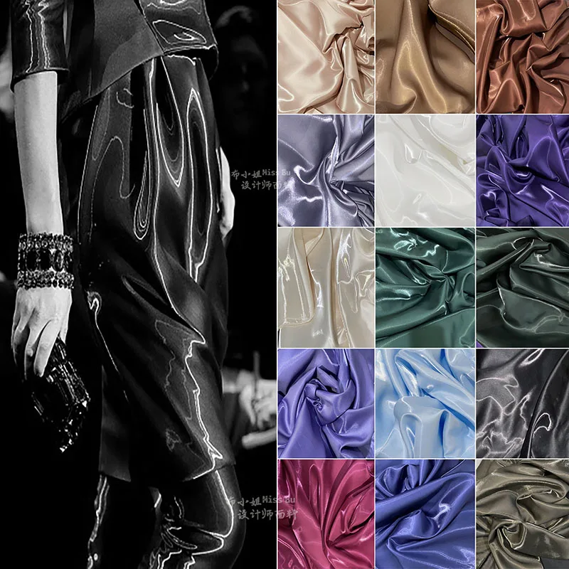

Reflective Fabric Liquid Glossy Crystal Satin By The Meter for Clothes Dresses Diy Hanfu Sewing Designer Cloth Silky Soft Summer
