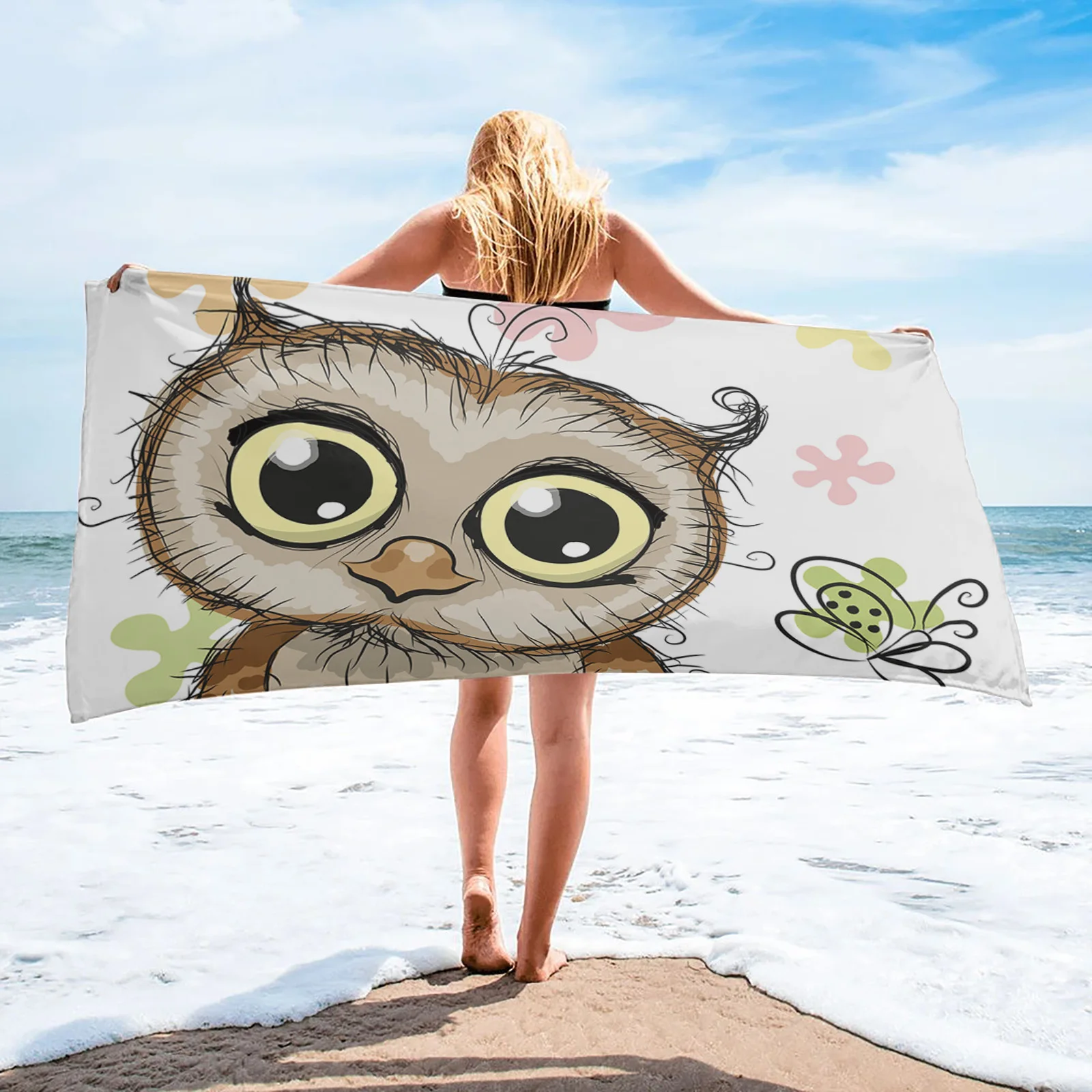 

Cartoon Owl Microfiber Household Large Bath Towel Shower Face Hair Towel Comfort Absorbent Travel Sports Yoga Beach Towels