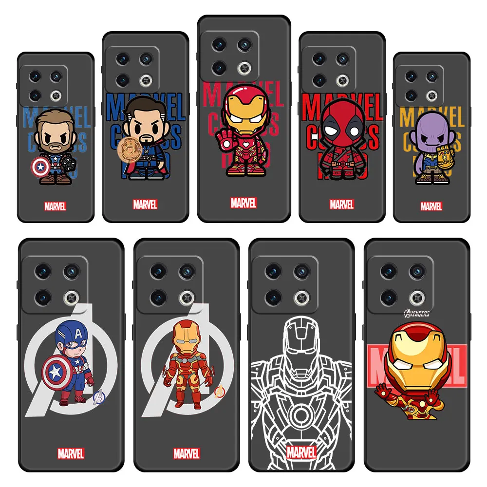 

Marvel Iron man Spider Thor Thanos Phone Black Full Celular Case Coque for Oneplus Nord 2 5G 8 Pro 7T 9RT 8T 5G 9 10 Pro 9R