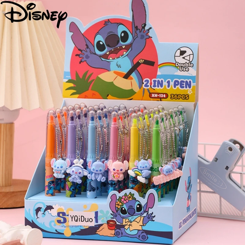 36 шт. гелевая ручка Disney Stitch аниме хайлайтер Lilo &amp двусторонняя для прессы