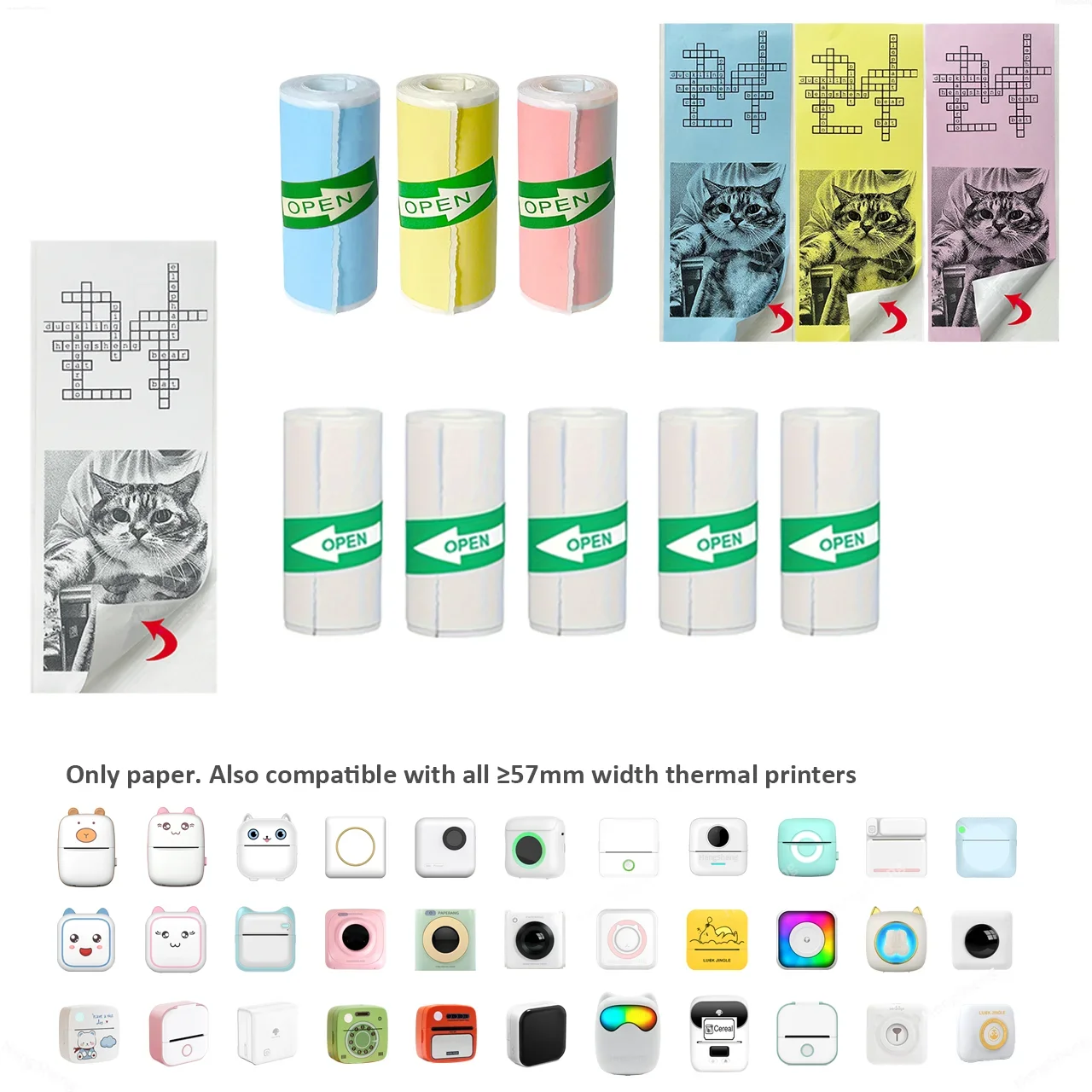 Self-Adhesive Mini Thermal Printer Paper Glossy Printable Sticker For Kids DIY Scrapbook