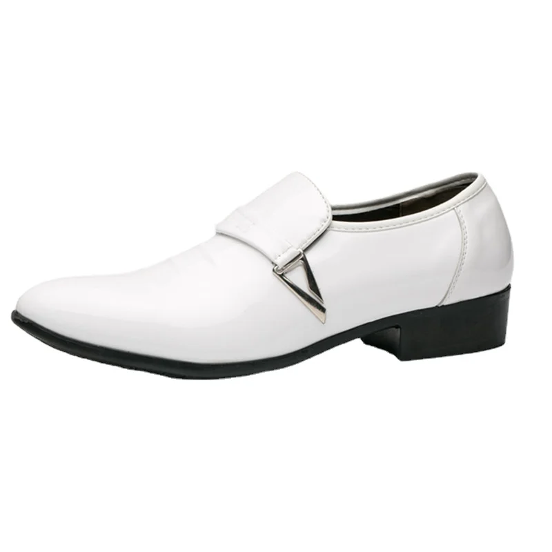 

Туфли мужские парадные из искусственной кожи, Мокасины, блестящие, без застежки, заостренный носок, строгие, итальянские