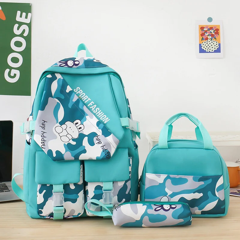 

3 Pcs Set Women Backpack Laptop Canvas School Bags For Teenage Girls Kawaii College Student Kids Book Bag Rucksack Schoolbags