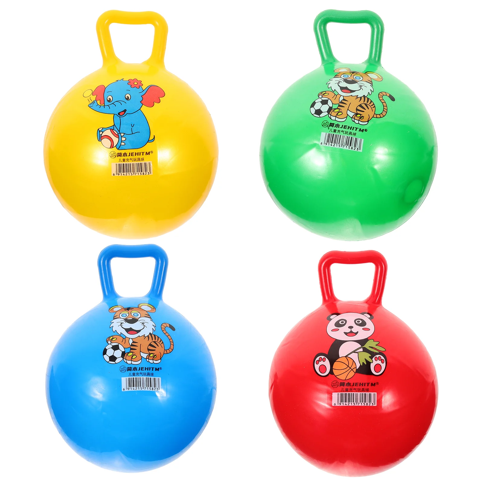 

4 Pcs Excercise Workout Ball Jumping Bouncing Kids Exercise Handle Fitness Inflatable Toy Child