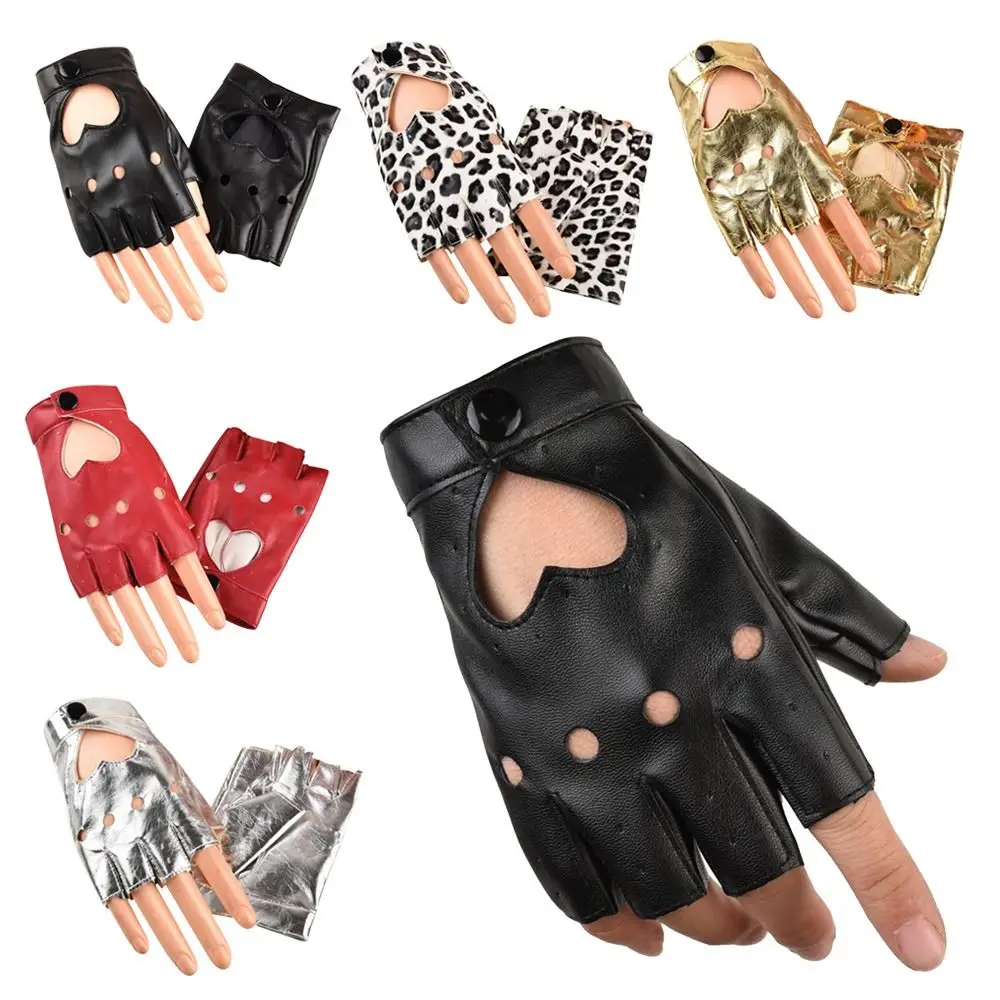 

Performance Mittens Gothic lolita Women Men Five Finger Gloves Heart Mittens PU Leather Gloves Ladys Driving Dress