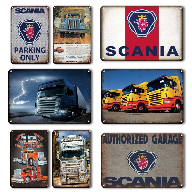 

Retro Chic Scania Parking Only Metal Plaque Tin Sign Vintage Truck Tin Poster Garage Road Sign Decor Personality Art Wall Decor