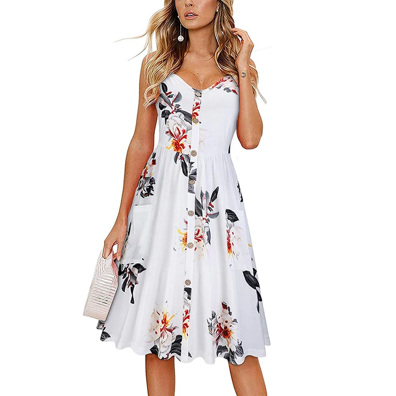 

suofeiman 2022 Summer Dress for Women Leopard Backless Sundress Ladies Elegant Holiday Beach V-Neck Dress Vestidos