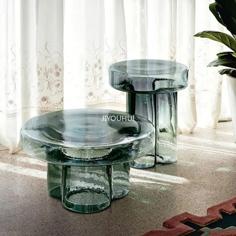 

Irregular Glass Coffee Tables Modern Designer Minimalist Japanese Coffee Tables Aesthetic Waterproof Table Basse Home Furniture