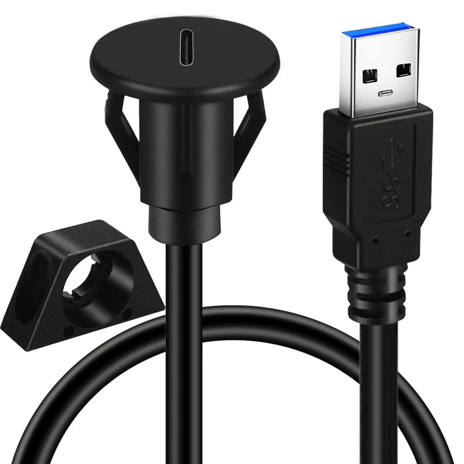 

Nku Small USB C 3.0 Male To Type-C Female Flush Mount Panel Mount Extension Data Cable for Car Truck Boat Motorcycle Dashboard