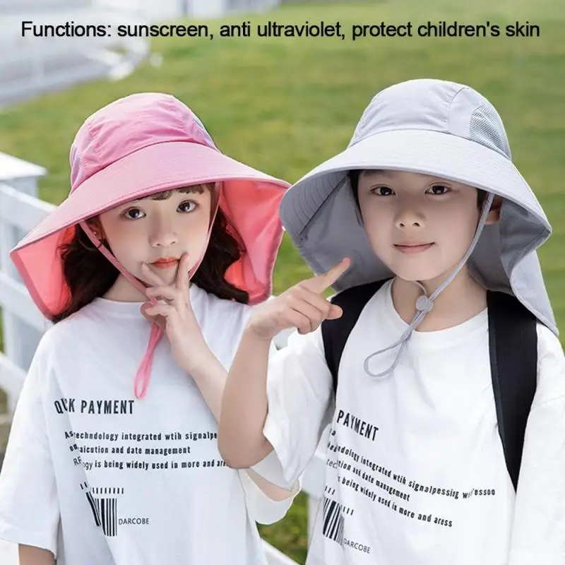 

All-match Sunscreen Fisherman Hat Large Eaves Girls Boys Sunscreen Hat Childrens Hat Hat Summer Sun Visor Summer Sun Cap 48-55cm