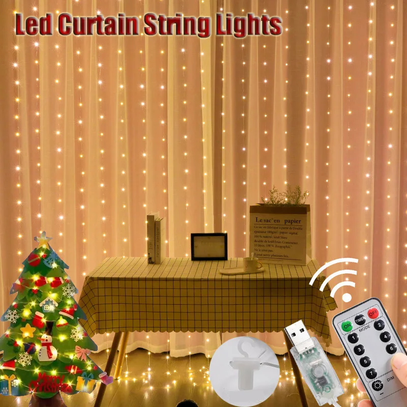 

Led Curtain String Lights Outdoor Waterproof Bedroom Extension Cable Lighting Wire Beads On The Christmas Tree Decor For Home