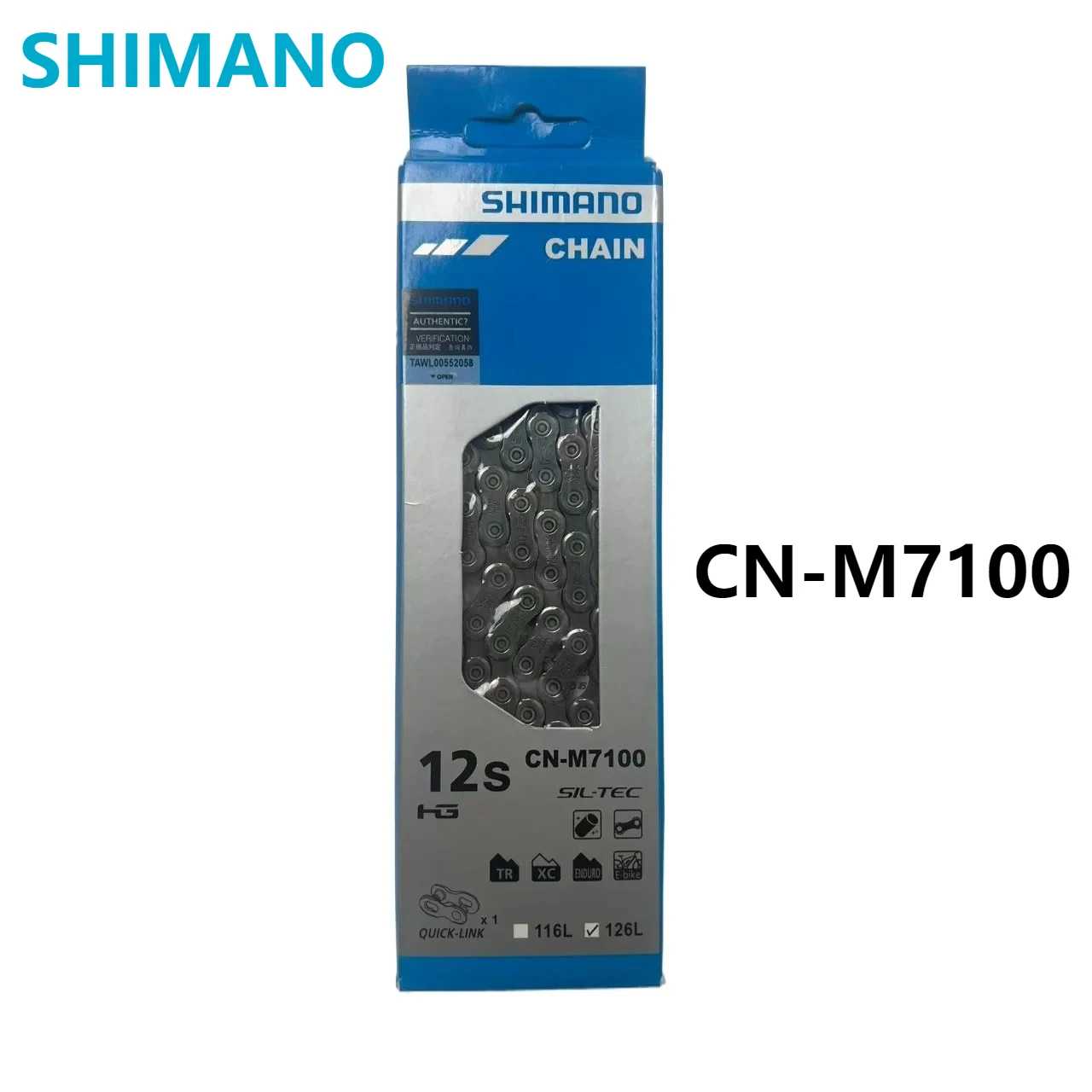 Фото Цепь Shimano для XT/XTR MTB с быстросъемным звеном Quick-Link CN-M7100 M8100, 12 скоростей, 126 звеньев - технология Hyperglide+ №5