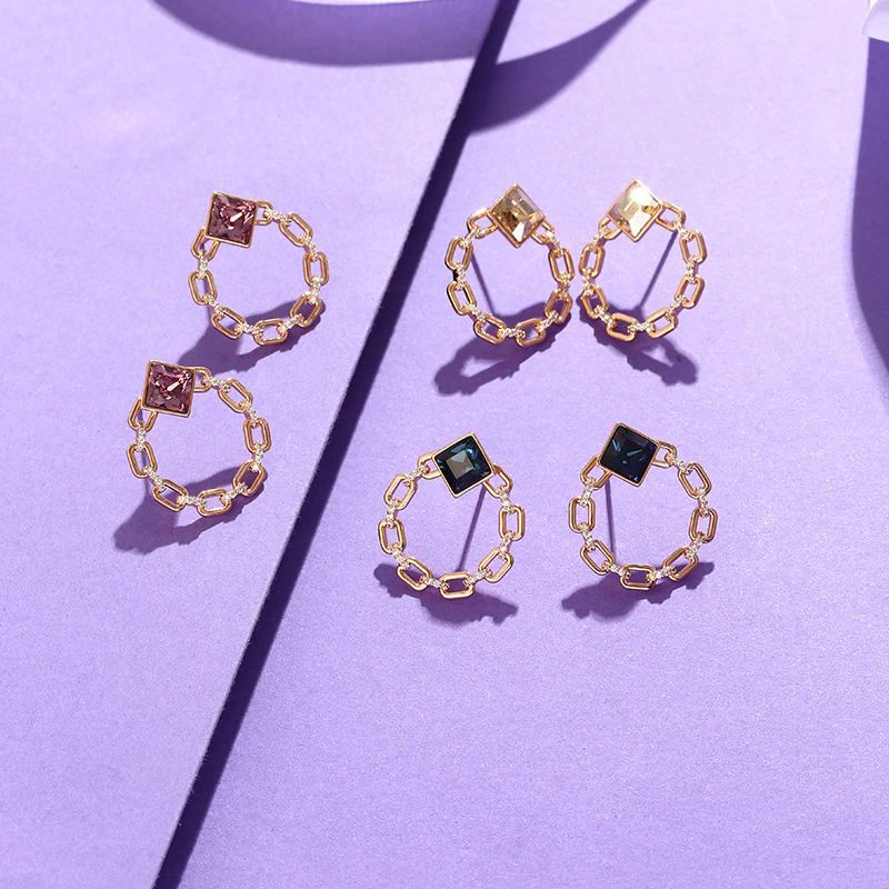 

Trending Jewelry 2022 Round Stud Earrings For Girls made with Austrian Crystal Earrings Wedding Christmas Women Bijoux Gift