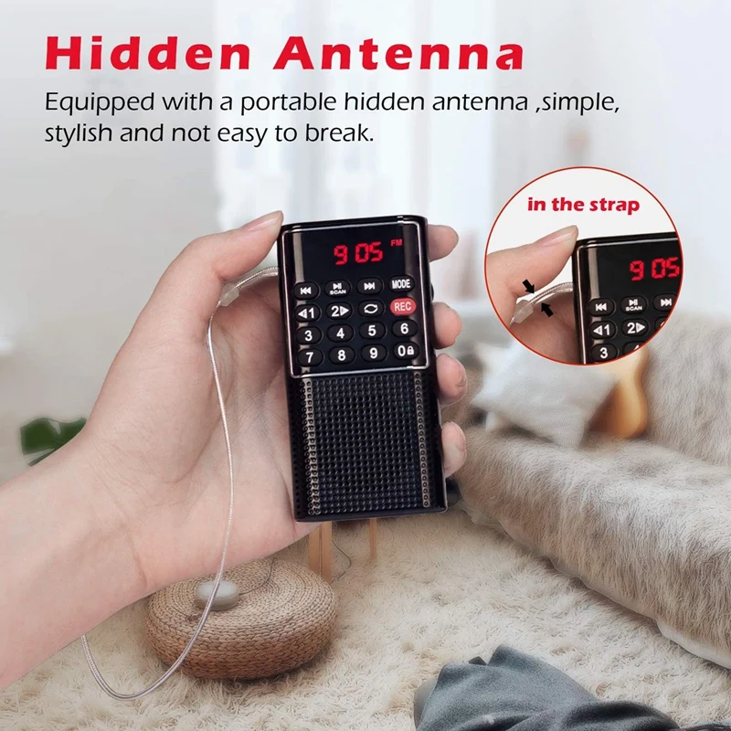 Карманное FM-радио Walkman портативное аккумуляторное радио с рекордером кнопкой