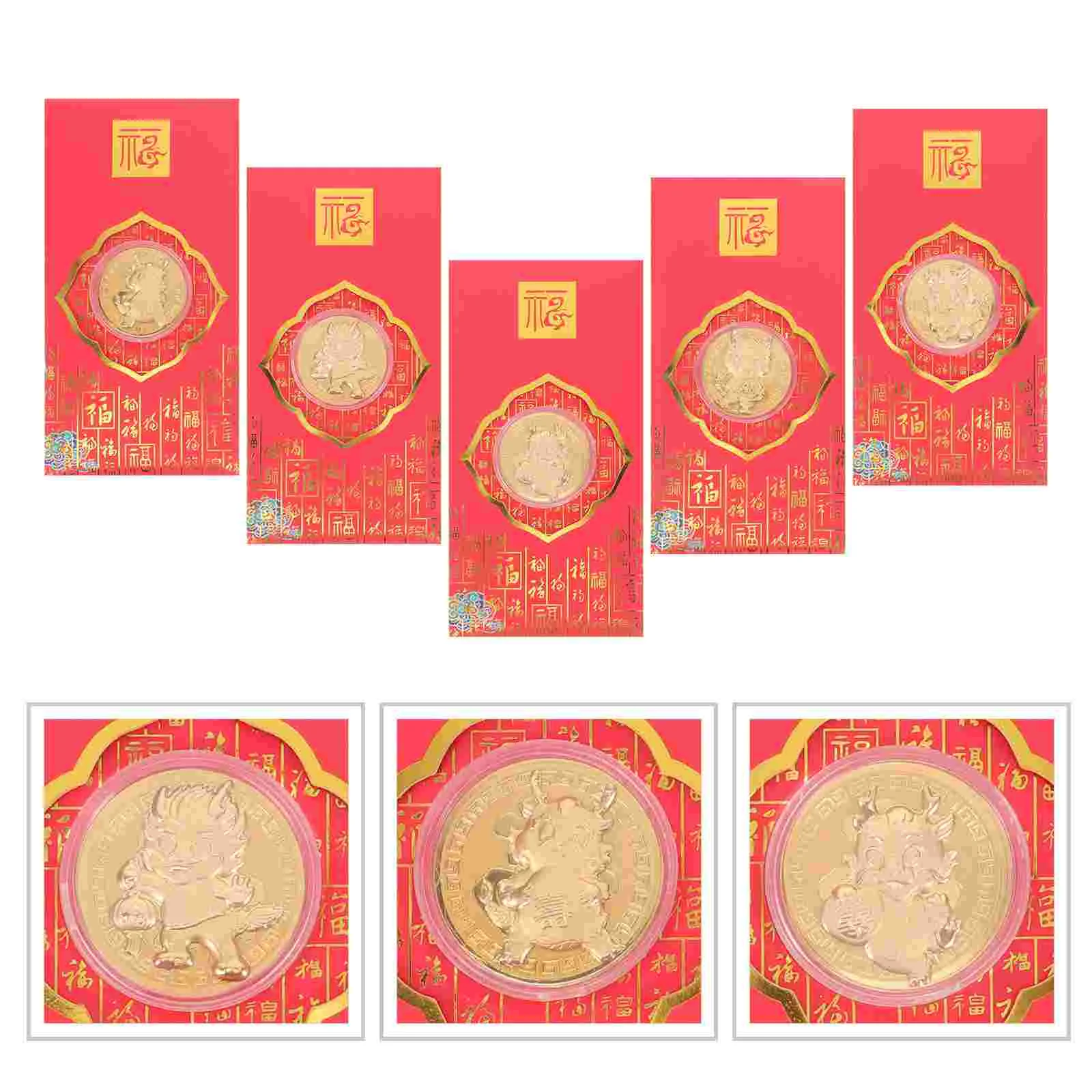 

5Pcs Spring Festival Red Envelopes The Year of Dragon Red Packets Luck Money Envelopes New Year Spring Festival Red Envelopes
