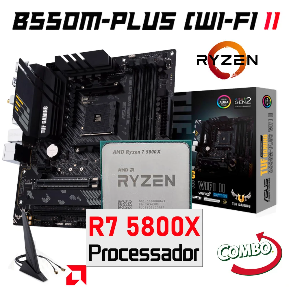 

ASUS TUF GAMING B550M PLUS WIFI II AM4 материнская плата + AMD RYZEN 7 5800X CPU Combo AMD B550 Ryzen Kit 5800X R7 AMD B550 материнская плата AMD RYZEN 7 5800X Процессор ASUS Gaming Материнская плата ...