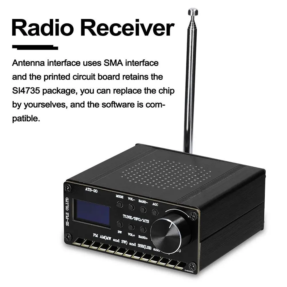 

Собранный Полнодиапазонный радиоприемник ATS20 SI4732 FM AM (MW & SW) SSB (LSB & USB) с литиевой батареей + антенной + динамиком + фотоэлементами