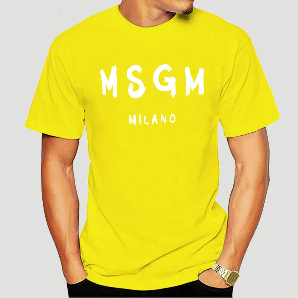 Мужская футболка MSGM, летняя брендовая футболка Shubuzbi с буквенным принтом, хлопковая Футболка с круглым вырезом, белая, серая футболка, Прямая...