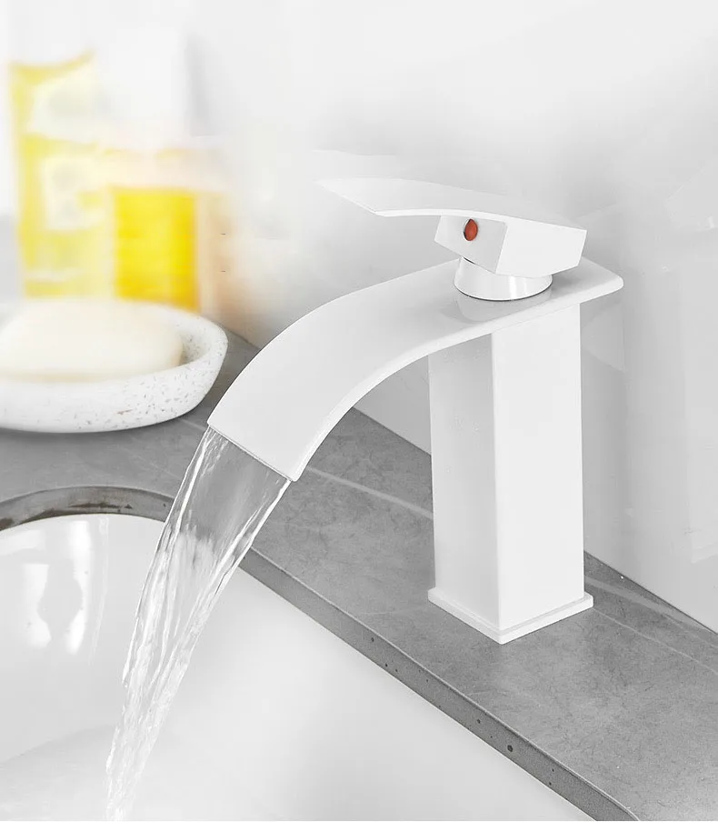 Смеситель водопад для раковины в ванной комнате смеситель с изменением цвета и