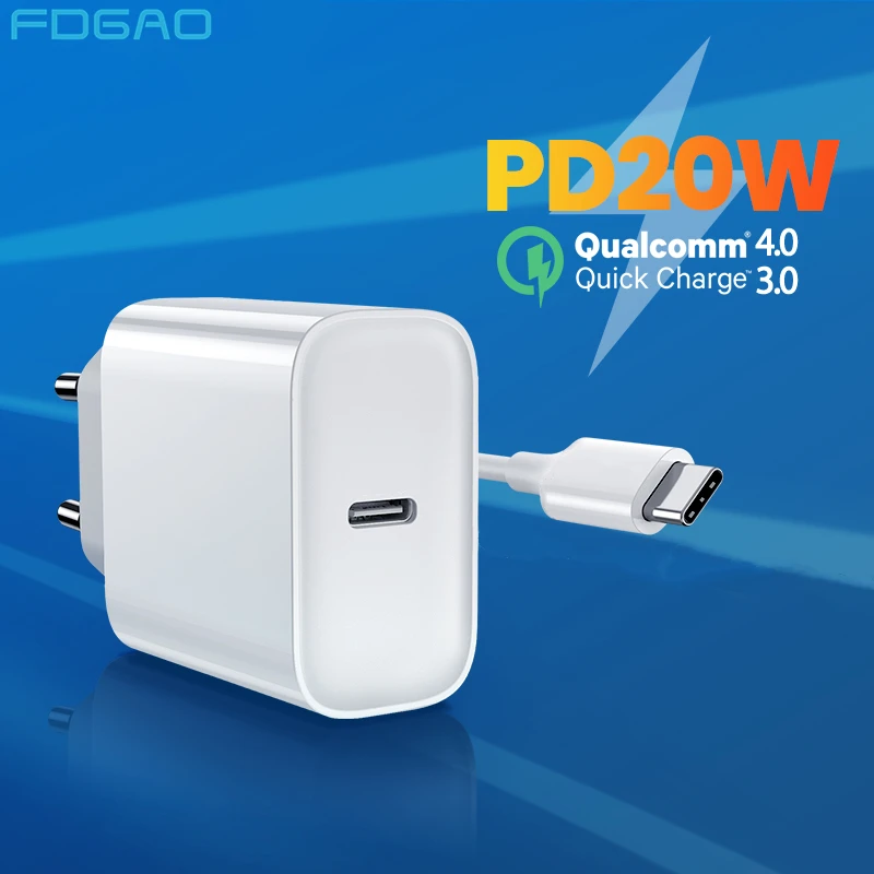 Зарядное устройство PD 20 Вт для iPhone 14, 13, 12, 11, кабель USB Type-C на C, быстрая зарядка телефона для Samsung, Xiaomi, переходник с вилкой 3,0