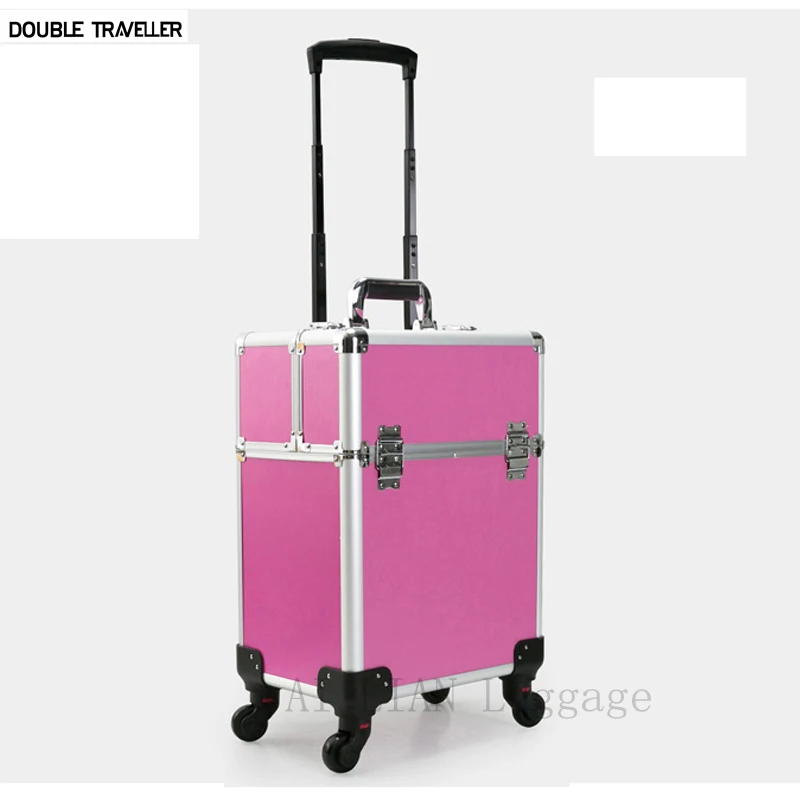 New Trolley luggage make up organizer suitcase Trolley cosmetic bag makeup travel rolling luggage large Multi-layer Beauty case