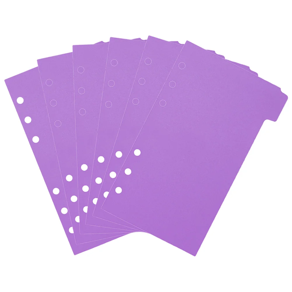 

6 Sheets Purple Binder Pocket Separator Dividers Ring Page Dividing Line Tabs Plastic