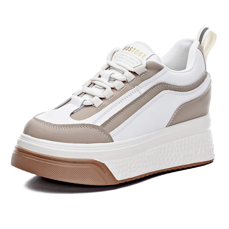 

Кроссовки женские из натуральной кожи, на танкетке 7,5 см