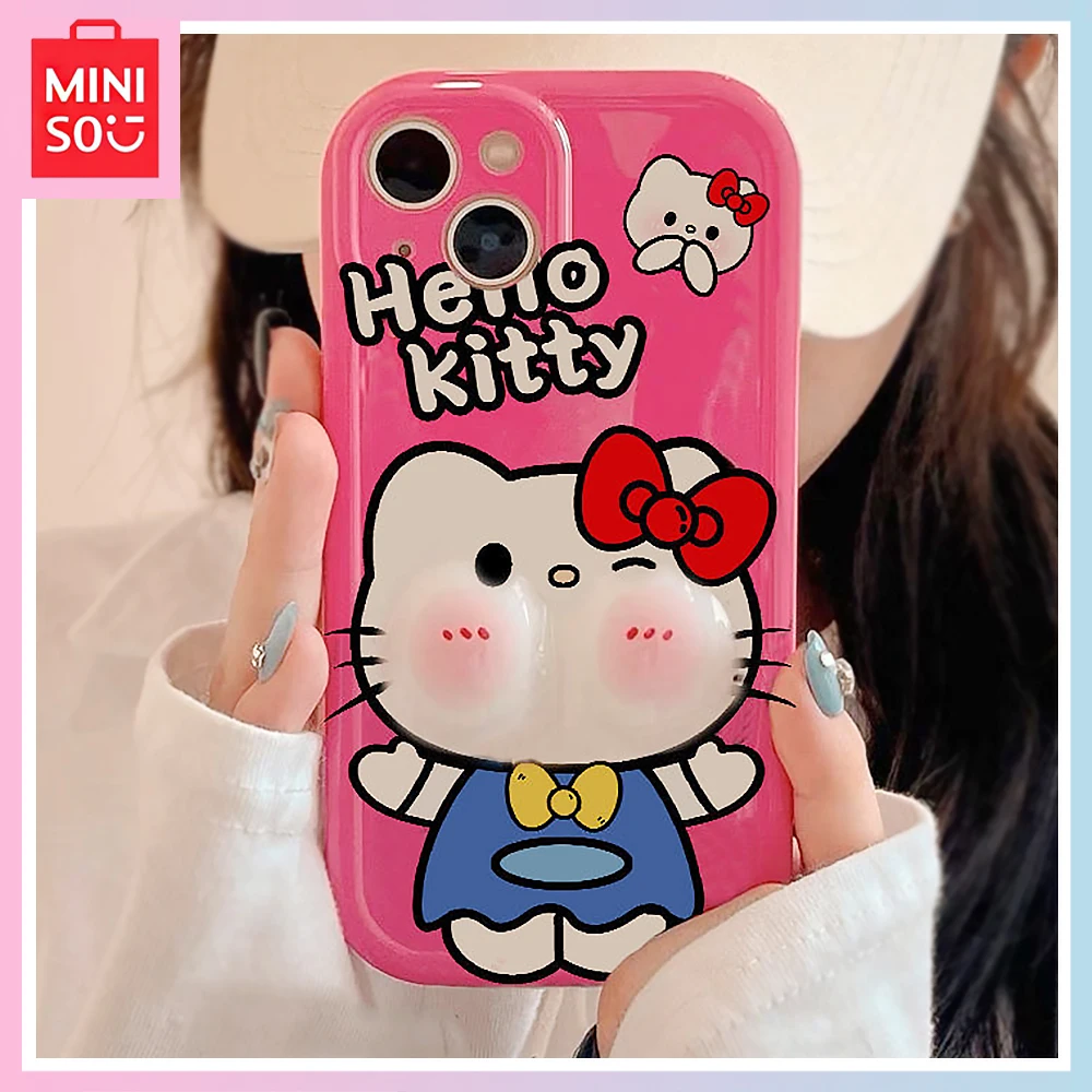 

Miniso Hello Kitty Kawaii красный Iphone14Promax мультфильм 13 Полный 12/11 Pro женский Xs/xr фотография девушки подарок на день рождения