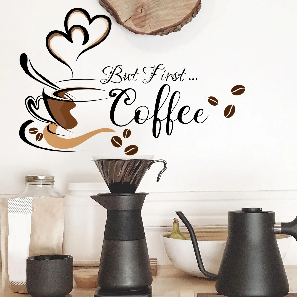 

Creative First Coffee Cup Wall Sticker Cafe Bar Living Room Decor Cabinet English Art Decals Home Decoration Self-adhesive
