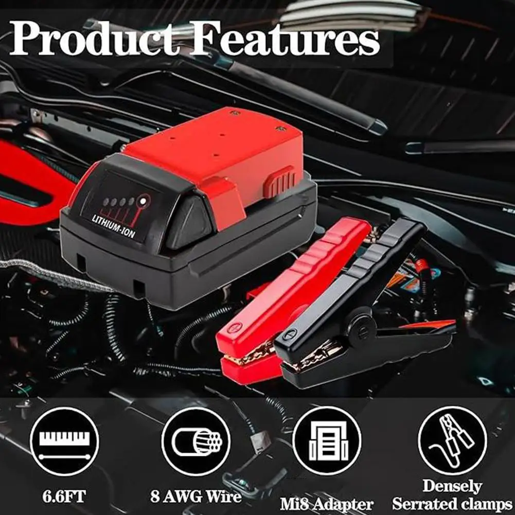 6.56FT Автомобильный Кабель быстрого запуска подходит для Milwaukee и автомобильного