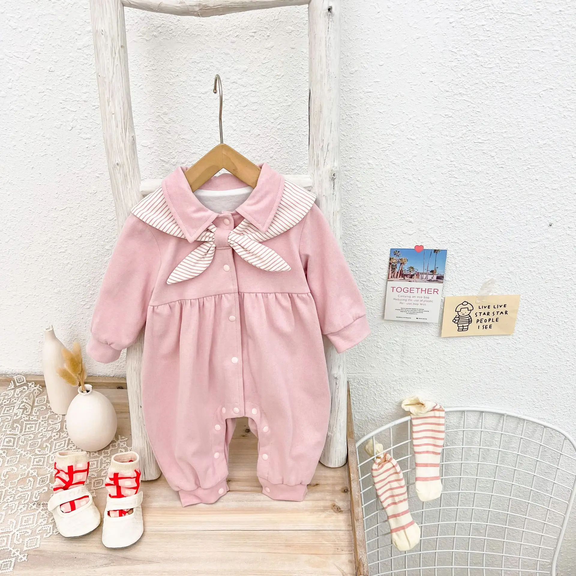 

Весенняя одежда для новорожденных; Комбинезоны для девочек с длинными рукавами и матросским воротником; Детские комбинезоны; Костюмы