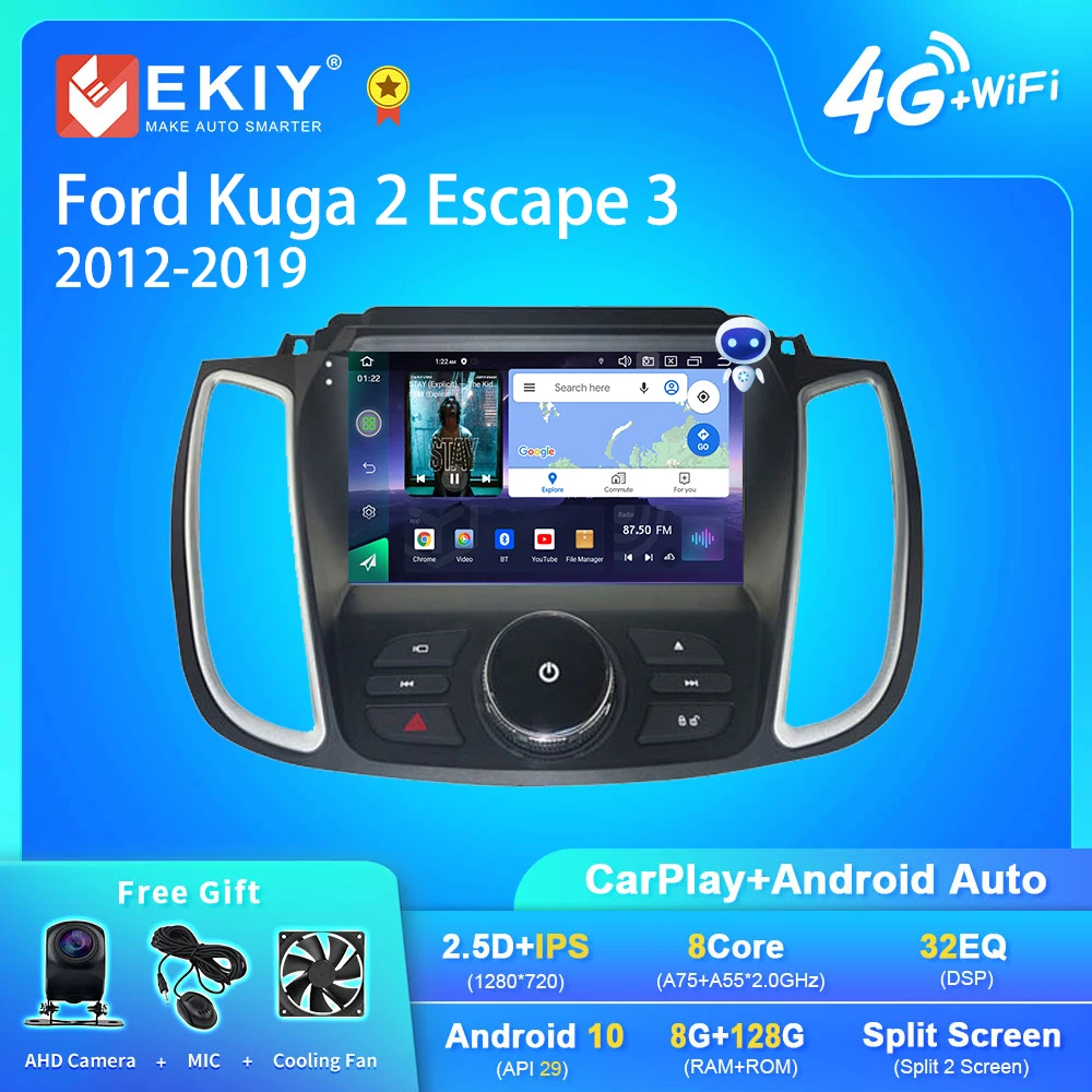 

Автомагнитола EKIY Q7 Android 10 для Ford Kuga 2 Escape 3 2012-2019 мультимедийный видеоплеер Авто Стерео GPS DSP Carplay 2din DVD HU