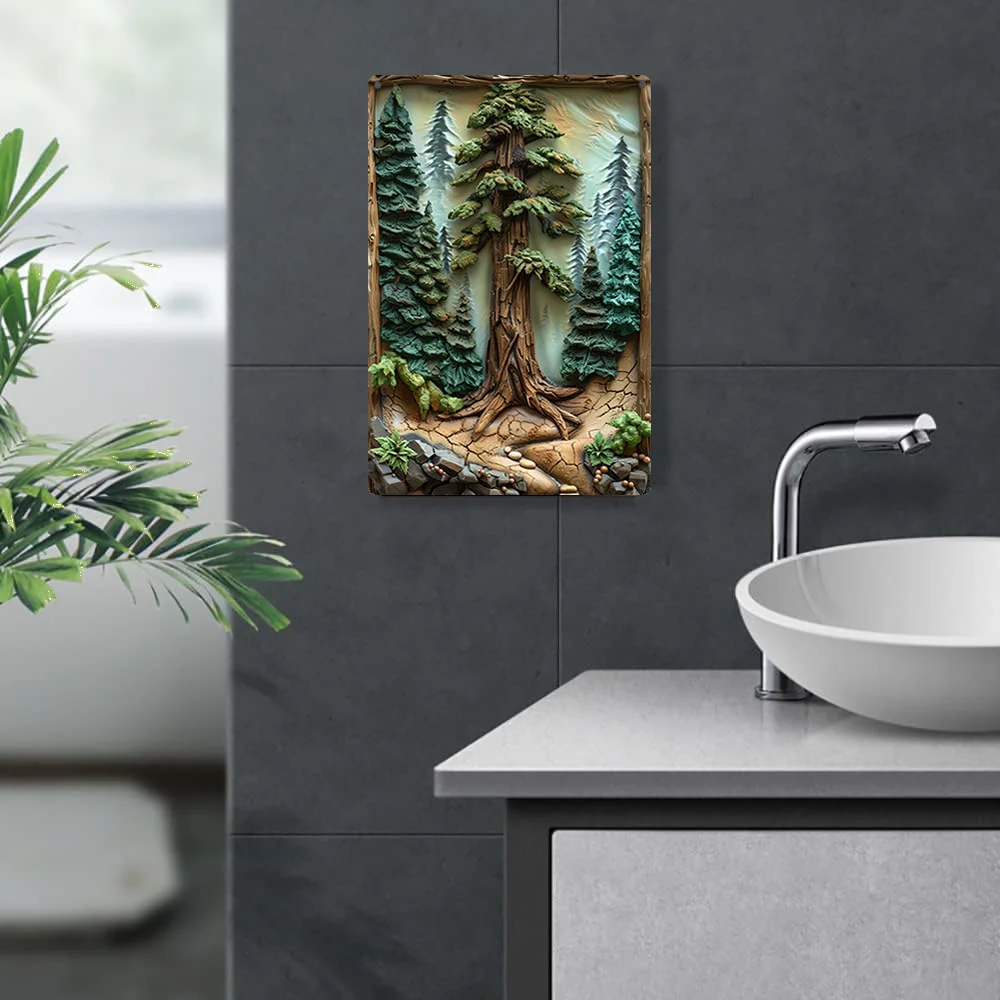 Текстурированная настенная тема с лесом и деревьями-прочный металлический знак
