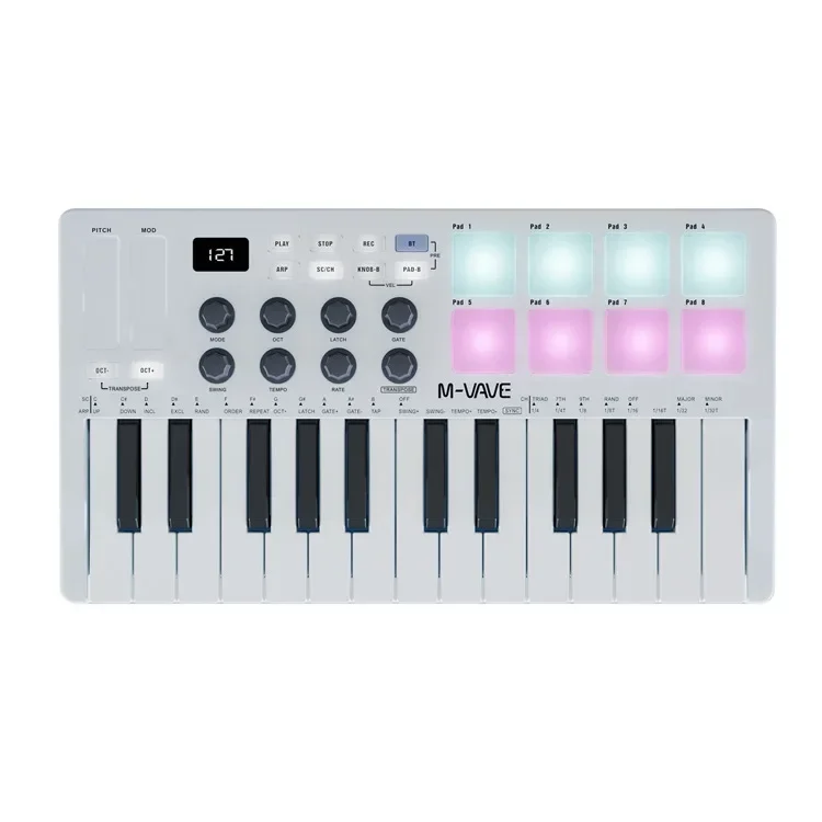 Фото M-VAVE MIDI-клавиатура, MIDI-контроллер, портативная клавиатура, RGB-клавиатура, заводская клавиатура-SMK25 №1