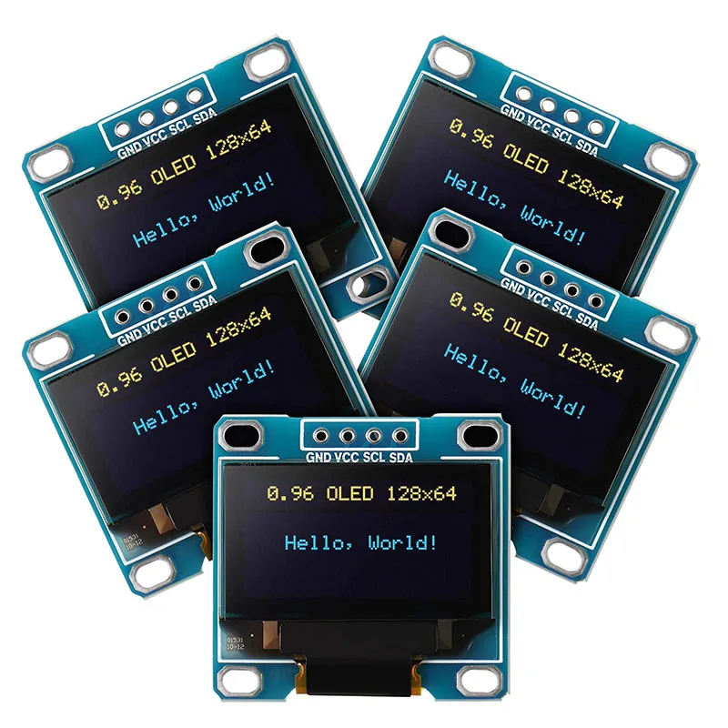 

5 Pcs 0.96 Inch OLED Module 12864 128X64 Yellow Blue SSD1306 Driver I2C IIC Serial Self-Luminous Display Board